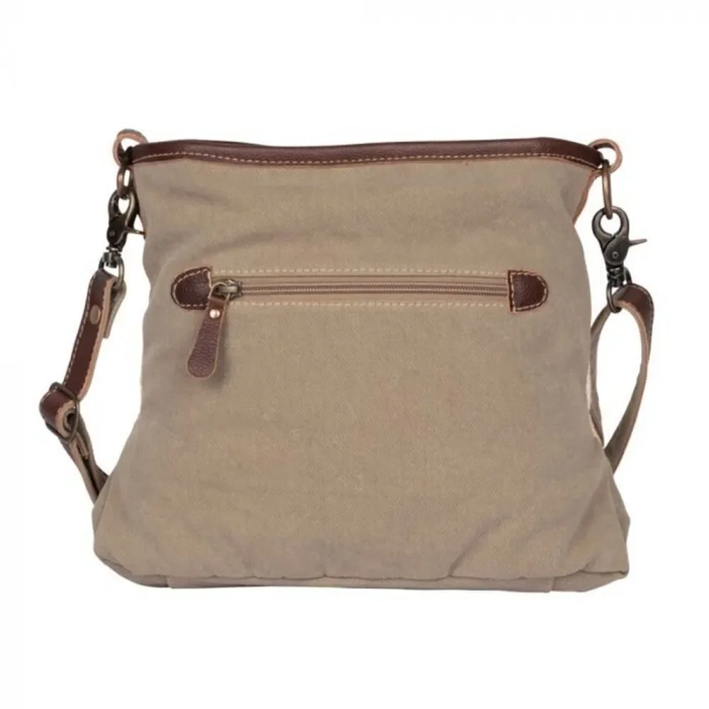Myra Bag Handmade Thrill Shoulder Bag Upcycled Canvas & Cowhide Leather